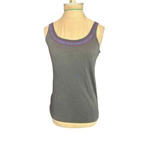 Eddie Bauer Gray Embroidered Tank Top Size Small